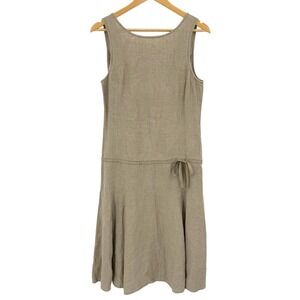 Marc O'Polo Womens 38 Linen Dress Sleeveless Drop Waist‎ Tan Neutral Lagenlook